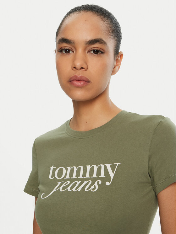 Tommy Jeans Tommy Jeans Póló Essential DW0DW19447 Zöld Slim Fit