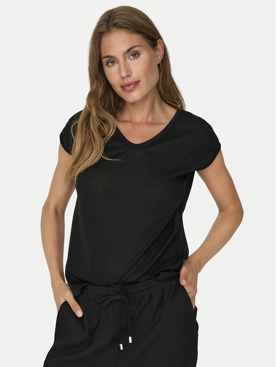 ONLY ONLY Camiseta Silvery 15136069 Negro Loose Fit