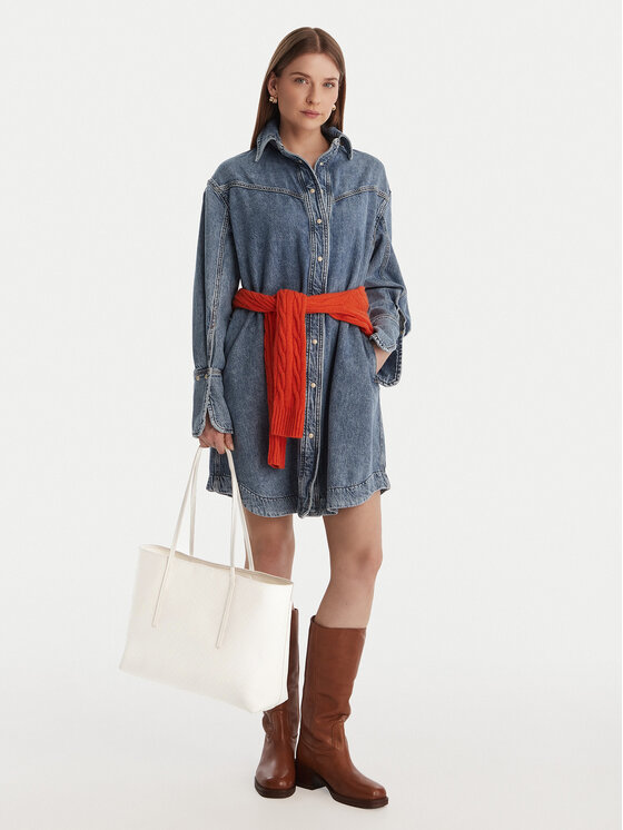 Calvin Klein Geantă Calvin Klein Emblem Aop Tote W/ Pouch LV04F3266G Écru