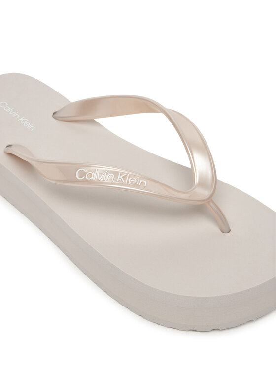 Calvin Klein Japonke Calvin Klein Flatform Flip Flop Met Tpu HW0HW03120 Srebrna