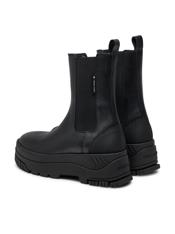 Tommy Jeans Kotníková obuv s elastickým prvkem Tommy Jeans Tjw Chelsea Flatform Boot EN0EN02597 Černá