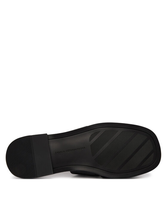 Tommy Hilfiger Klapki Tommy Hilfiger Leather Crest Square Toe Sandals FW0FW09126 Czarny