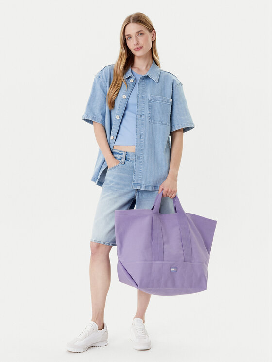 Tommy Jeans Ročna torba Tommy Jeans Tjw Tote Edition Canvas AW0AW17542 Vijolična