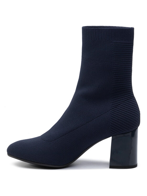 Tommy Hilfiger Боти Tommy Hilfiger Knitted Heeled Boot FW0FW04157 Тъмносин