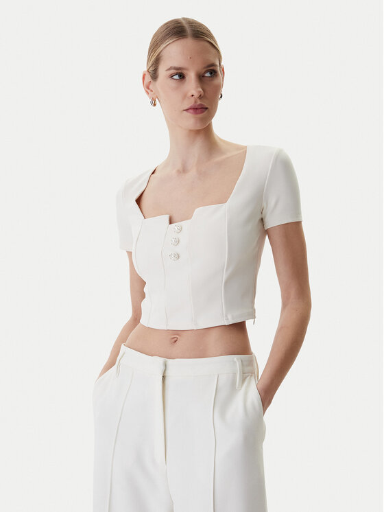 Guess Guess Блузка W6RP08 KCBO2 Écru Classic Fit