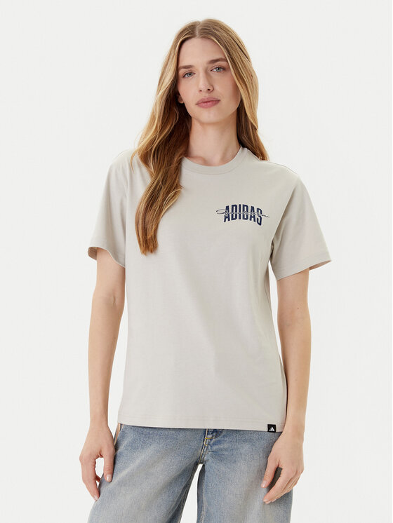 adidas adidas Marškinėliai Collegiate Graphic JM4348 Smėlio Regular Fit