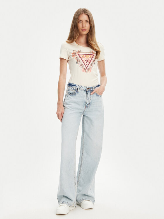 Guess Guess Camiseta W5YI08 J1314 Écru Regular Fit
