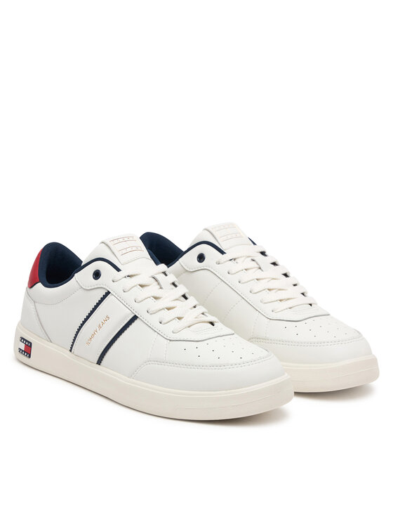 Tommy Jeans Sneakersy Tommy Jeans Lightweight Flag Leather Court EM0EM01758 Bílá