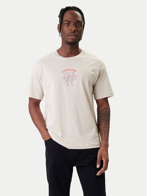 Jack & Jones Jack & Jones Camiseta Spongebob 12286631 Beis Relaxed Fit