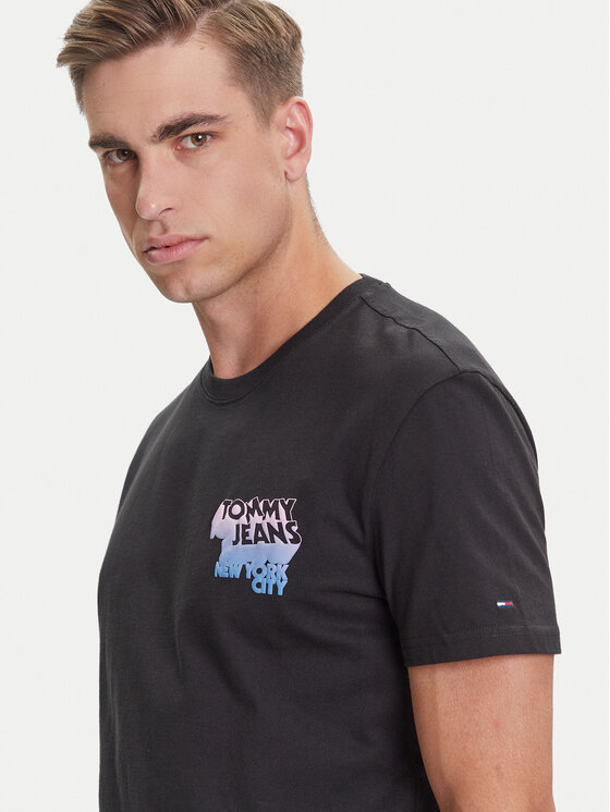 Tommy Jeans Tommy Jeans Póló Stack Backprint DM0DM21589 Fekete Regular Fit