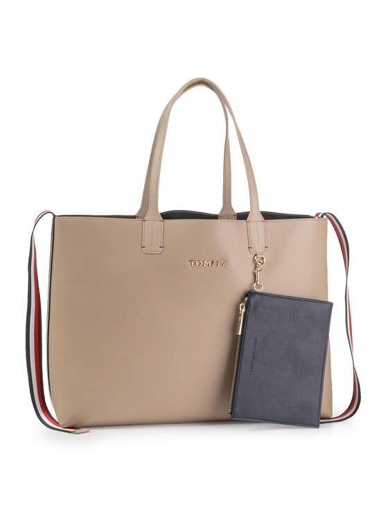 Tommy Hilfiger Ročna torba Tommy Hilfiger Iconic Tommy Tote Solid AW0AW07325 Bež