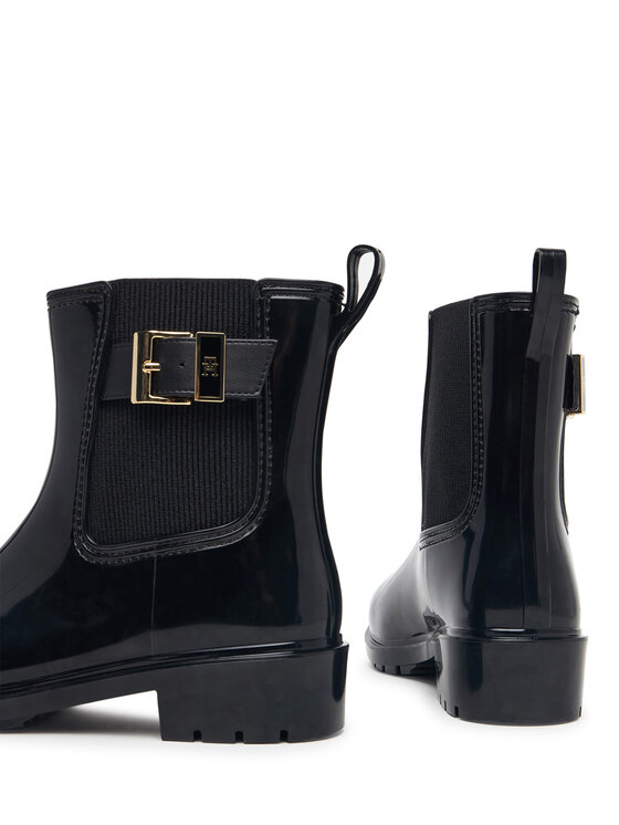 Tommy Hilfiger Cizme de cauciuc Tommy Hilfiger Th Buckle Glossy Ankle Rain Boot FW0FW09543 Negru
