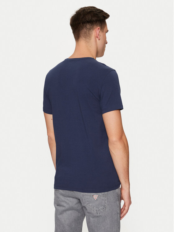 Guess Guess Majica Caleb U97M00 KCD31 Mornarsko modra Slim Fit
