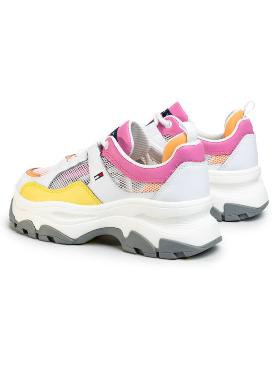 Tommy Jeans Laisvalaikio batai Tommy Jeans Recycled Mesh Flatform Shoe EN0EN00808 Balta