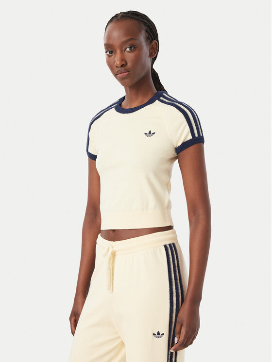 adidas adidas Marškinėliai KS7376 Kreminė Slim Fit