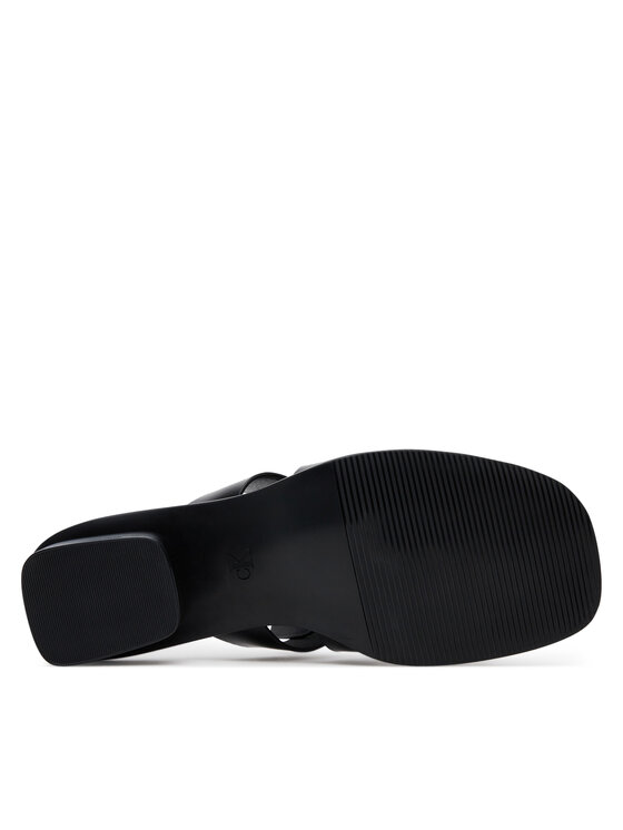Calvin Klein Jeans Klapki Calvin Klein Jeans Heel Square Mg Lth YW0YW01702 Czarny