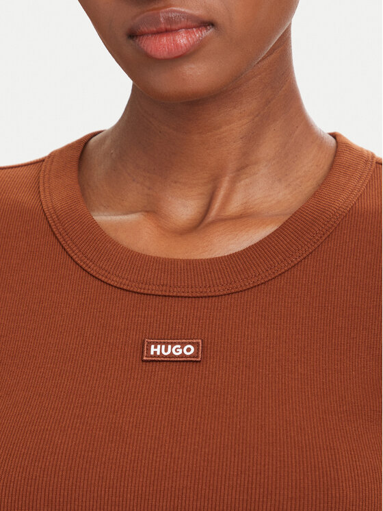HUGO HUGO Футболка Easy 50523924 Коричневий Slim Fit