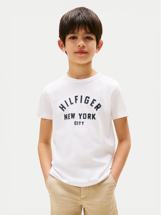 Tommy Hilfiger Tommy Hilfiger Marškinėliai Curved Graphic KB0KB09800 Balta Regular Fit