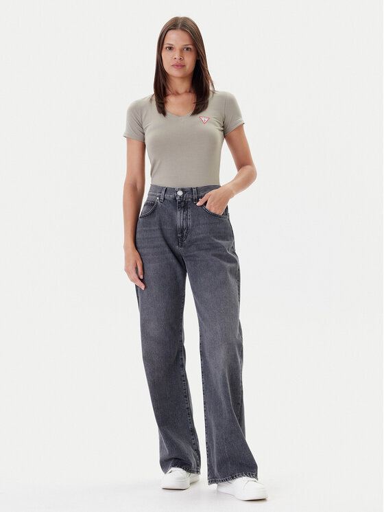 Guess Guess Marškinėliai W2YI45 J1314 Chaki Slim Fit