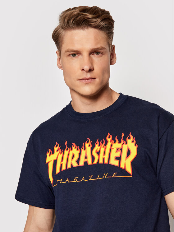 Thrasher Thrasher Majica Flame Mornarsko modra Regular Fit