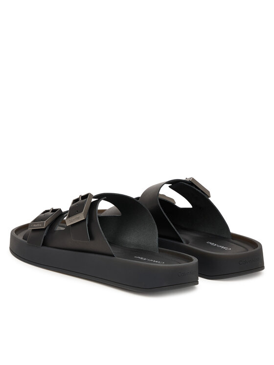 Calvin Klein Klapki Calvin Klein Ergon Double Bar Sandal Lth HM0HM02097 Czarny