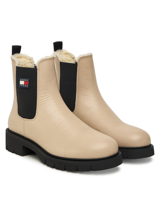 Tommy Jeans Kotníková obuv s elastickým prvkem Tommy Jeans Tjw Chelsea Boot Wl EN0EN02826 Écru