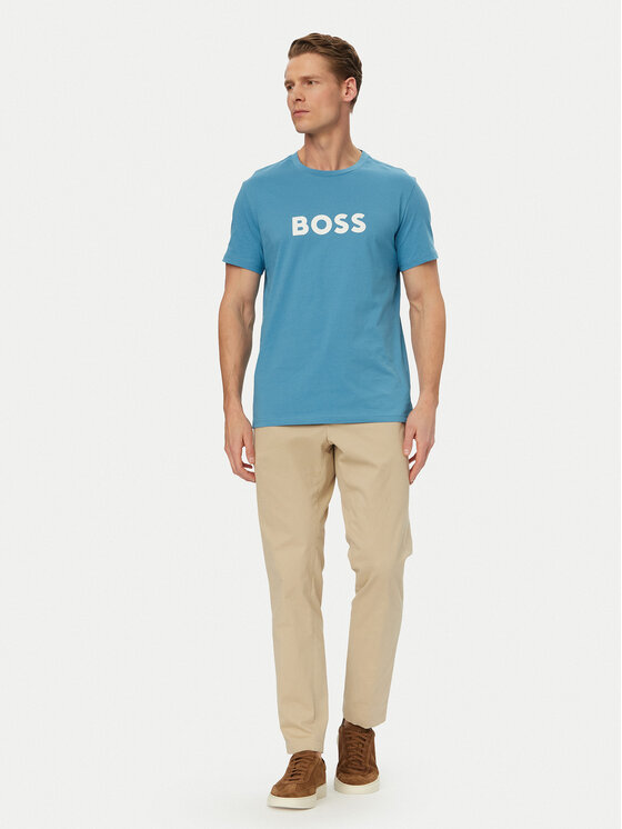 BOSS BOSS Camiseta 50491706 Turquesa Regular Fit