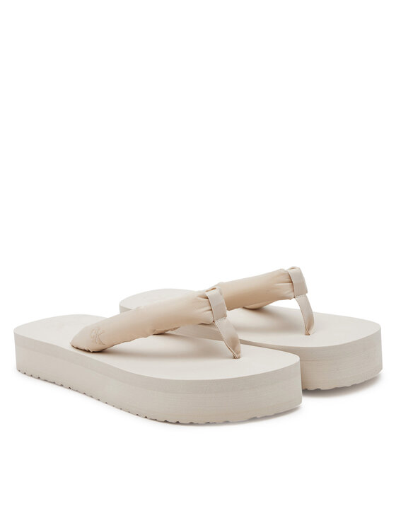 Calvin Klein Jeans Джапанки Calvin Klein Jeans Beach Sandal Flatform Ttxr Satin YW0YW01723 Бежов