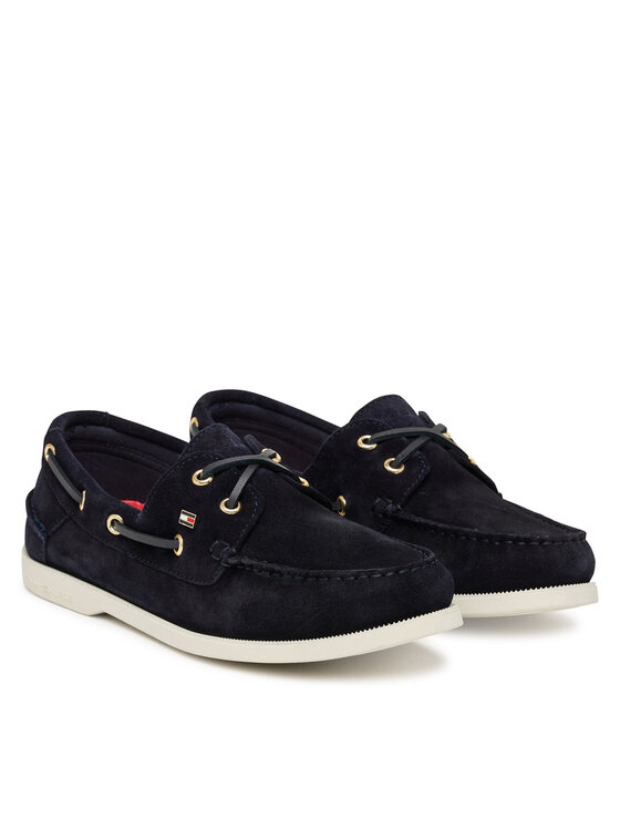 Tommy Hilfiger Mokasinai Tommy Hilfiger Hilfiger Suede Boat Shoe FW0FW09338 Tamsiai mėlyna
