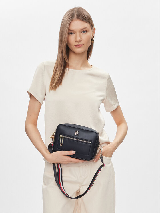 Tommy Hilfiger Дамска чанта Tommy Hilfiger Iconic Tommy Camera Bag Corp AW0AW15864 Тъмносин