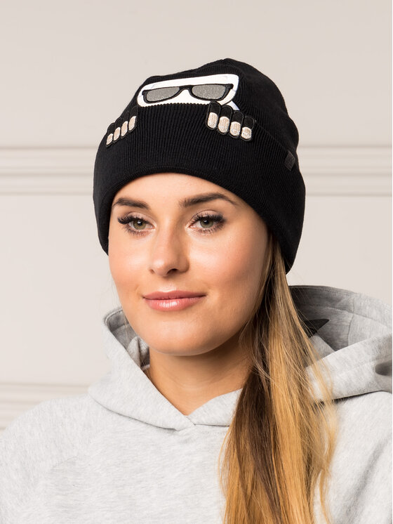 KARL LAGERFELD Czapka KARL LAGERFELD K/Ikonik Beanie 86KW3407 Czarny