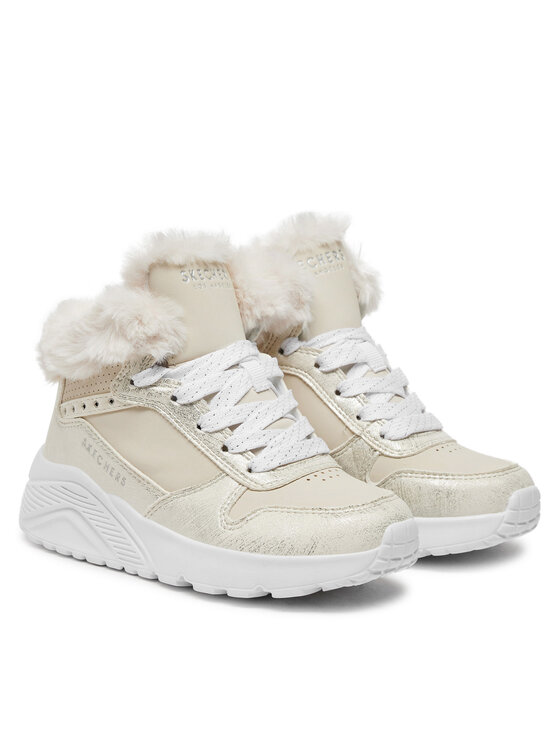 Skechers Īsie zābaki Skechers Uno Lite - Comfurt Collar 310396L/NAT Écru