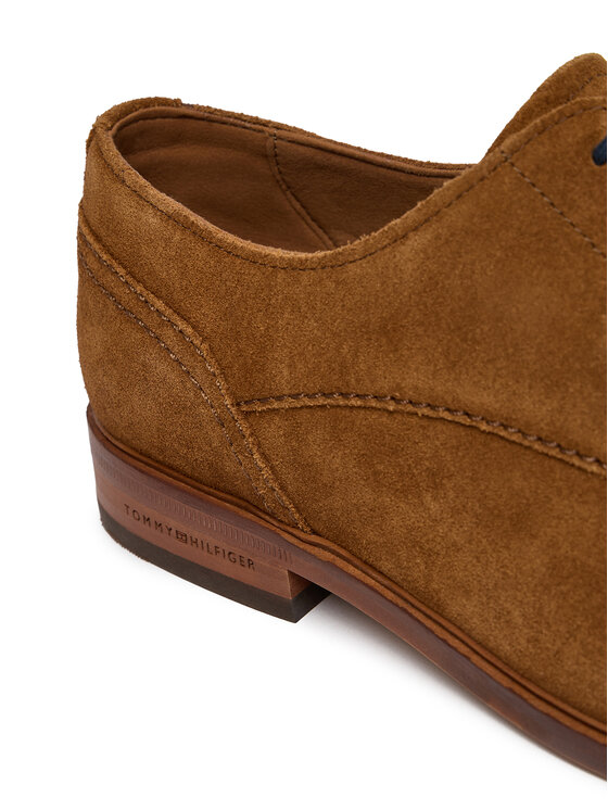 Tommy Hilfiger Polobotky Tommy Hilfiger Hilfiger Suede Dress Shoe FM0FM05776 Hnědá