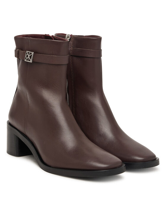 Calvin Klein Botine Calvin Klein Block Heel Ank Boot Lth Hdw HW0HW03171 Maro