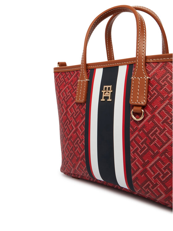 Tommy Hilfiger Ročna torba Tommy Hilfiger Th Monoplay Mini Tote Stripe Le AW0AW18389 Rdeča
