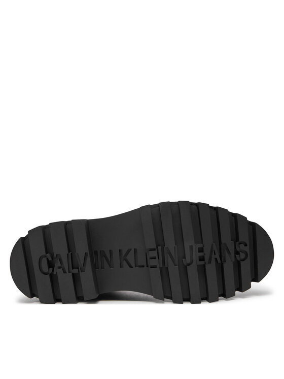 Calvin Klein Jeans Členková obuv s elastickým prvkom Calvin Klein Jeans Flatform Lace Up Boot Mg Lth YW0YW01544 Hnedá