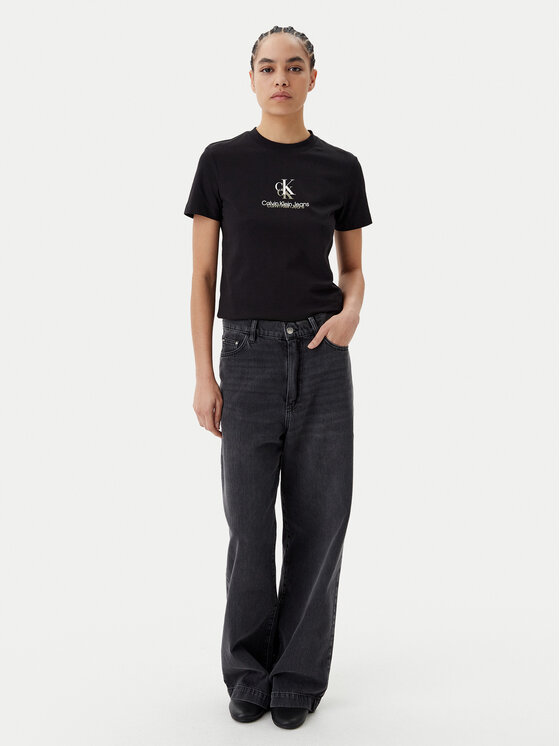 Calvin Klein Jeans Calvin Klein Jeans Majica Shadow Graphic J20J225545 Črna Regular Fit