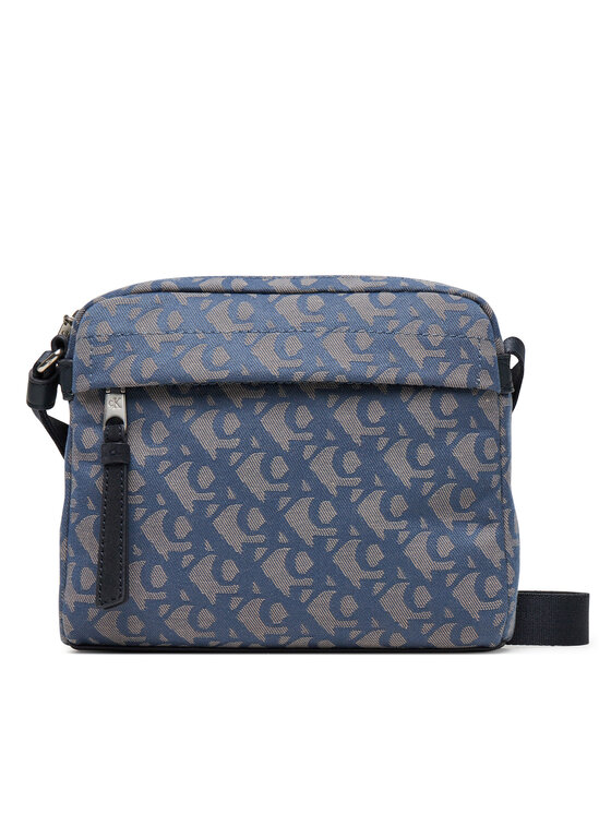 Calvin Klein Geantă crossover Calvin Klein Slouched Monogram Mini Zip Fligh LV04G3175G Albastru deschis