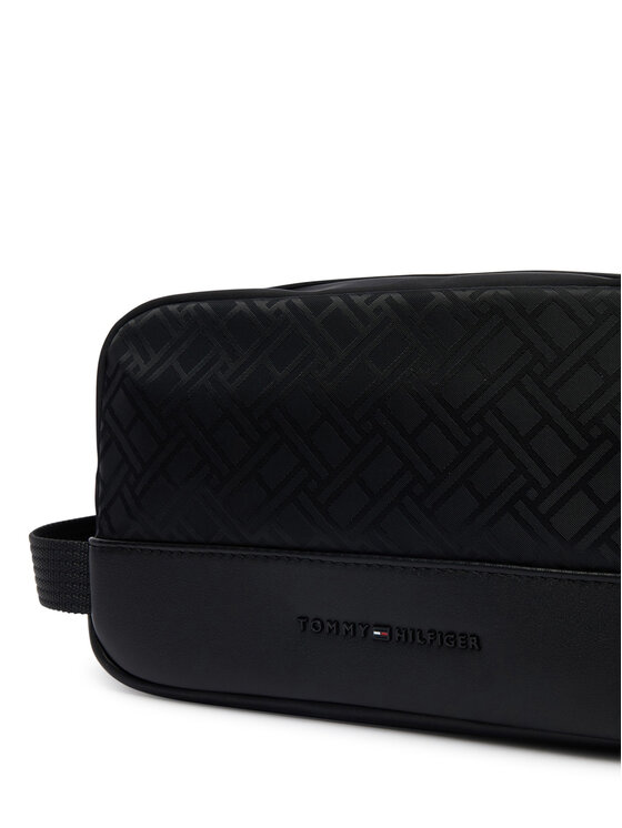 Tommy Hilfiger Несесер Tommy Hilfiger Th Nylon Jacquard Washbag AM0AM14508 Черен