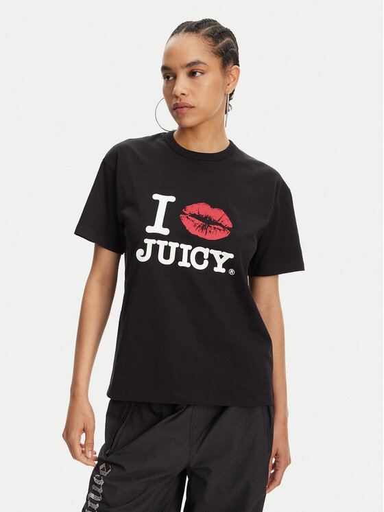 Juicy Couture Juicy Couture T-shirt I Kiss JCWCT125348 Crna Oversize