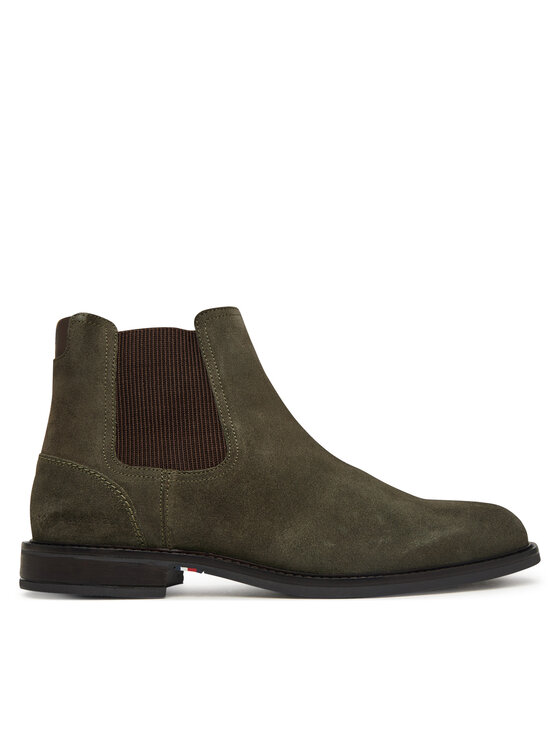 Tommy Hilfiger Μποτάκια με λάστιχο Tommy Hilfiger Corporate Dressy Suede Chelsea FM0FM05953 Χακί