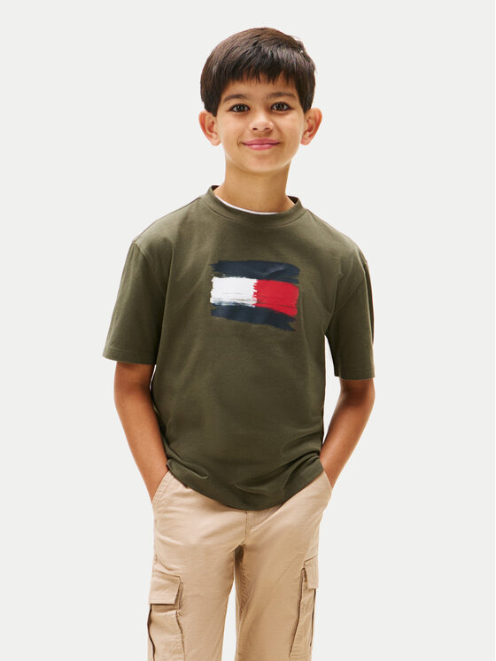 Tommy Hilfiger Tommy Hilfiger Camiseta Flag Archive KB0KB10111 Verde Regular Fit