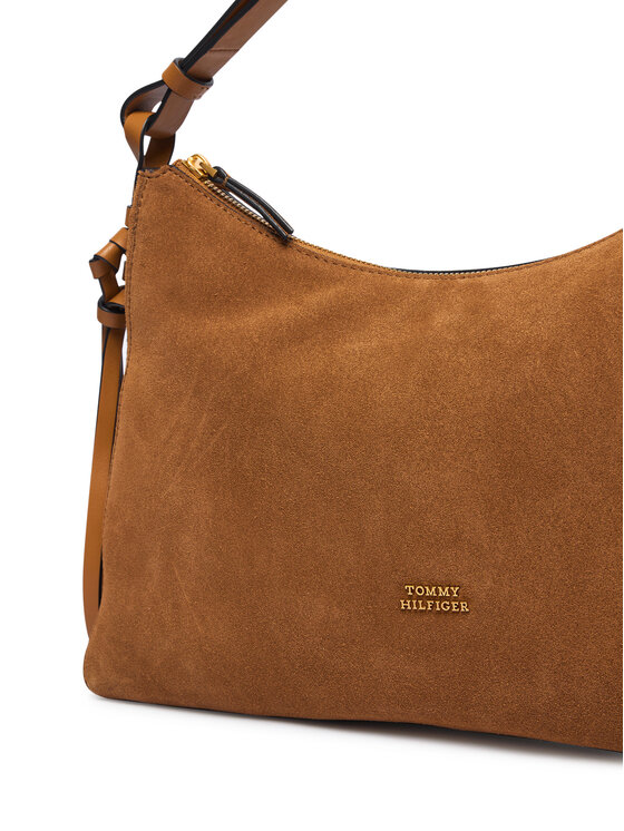 Tommy Hilfiger Torebka Tommy Hilfiger Th Statement Shoulder Bag Suede AW0AW18824 Brązowy