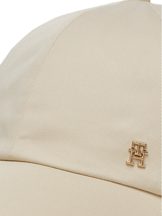 Tommy Hilfiger Cepure ar nagu Tommy Hilfiger Elevated Chic Soft Cap AW0AW17138 Écru