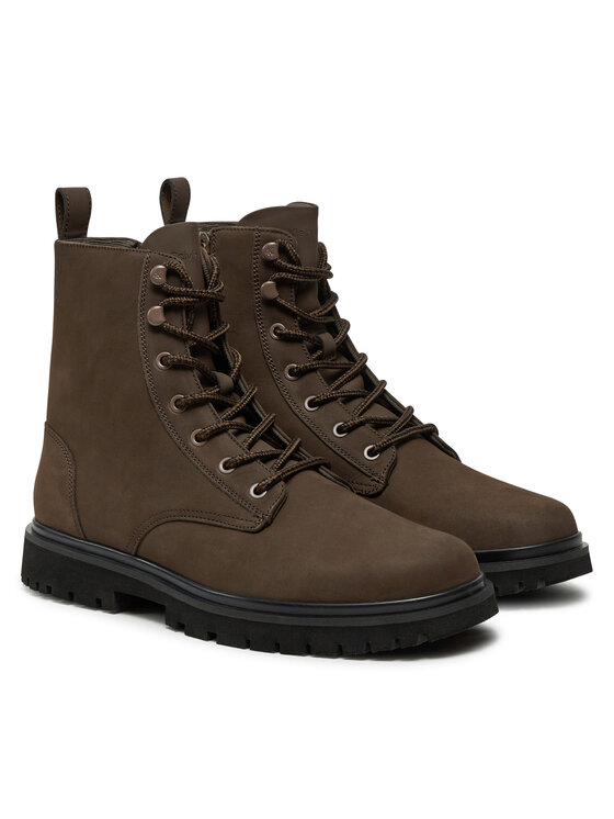 Calvin Klein Jeans Trapery Calvin Klein Jeans Eva Boot Mid Laceup Rebellious YM0YM01071 Brązowy