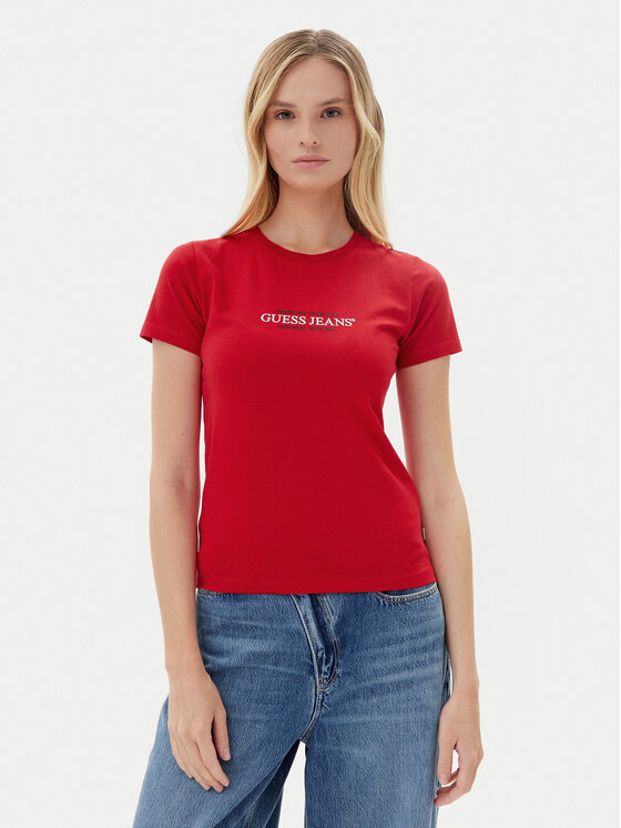 Guess Jeans Guess Jeans Póló W5RI4 2K8HM0 Piros Regular Fit