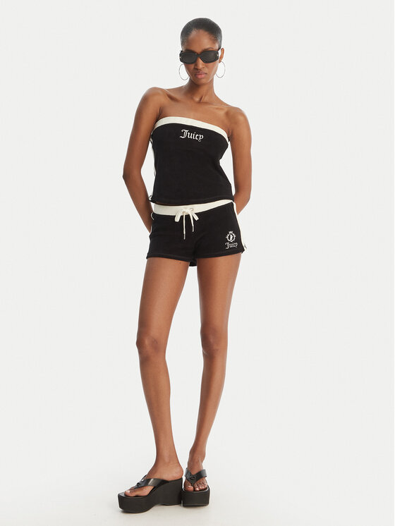 Juicy Couture Juicy Couture Pantalones cortos deportivos Applique Terry JCWHS126315 Negro Slim Fit