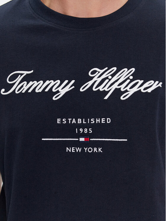 Tommy Hilfiger Tommy Hilfiger T-shirt Script Logo Tee MW0MW33691 Blu scuro Regular Fit