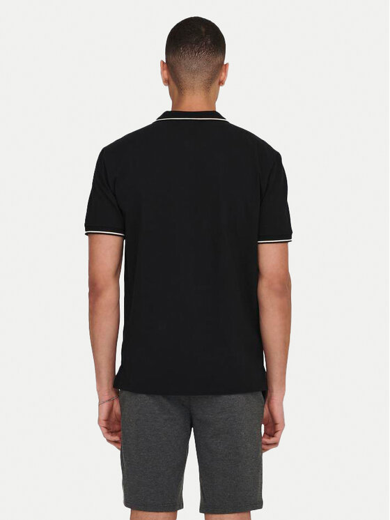 Only & Sons Only & Sons Поло Fletcher 22024827 Чорний Regular Fit