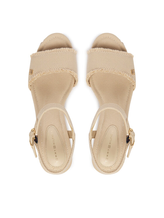 Tommy Hilfiger Sandales Tommy Hilfiger Mid Woven Wedge Espad Fringe FW0FW09470 Bēšs